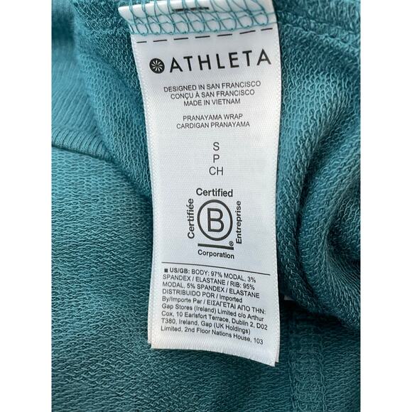 Athleta Cardigan Small Borealis Green Pranayam Wrap Soft Stretch Knit Office - Picture 8 of 8